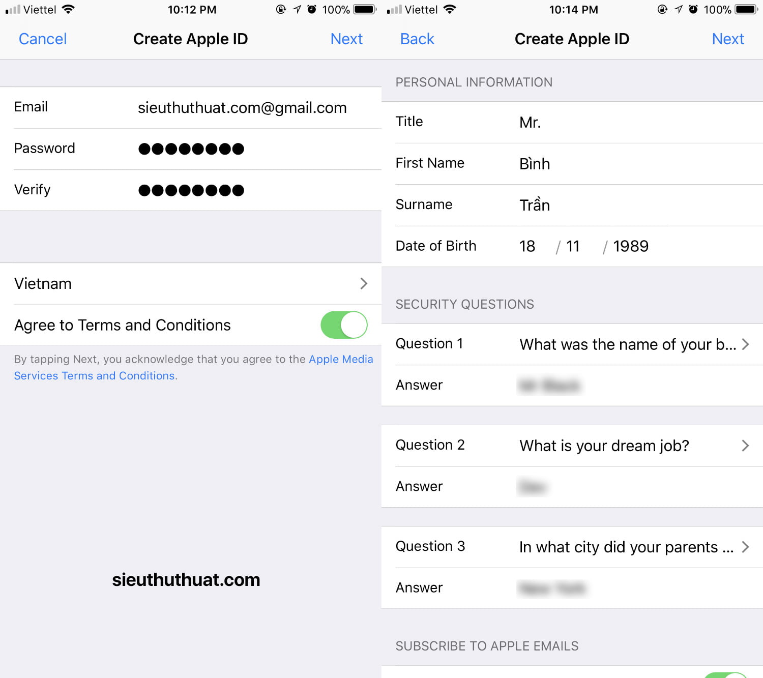 Điền email và mật khẩu