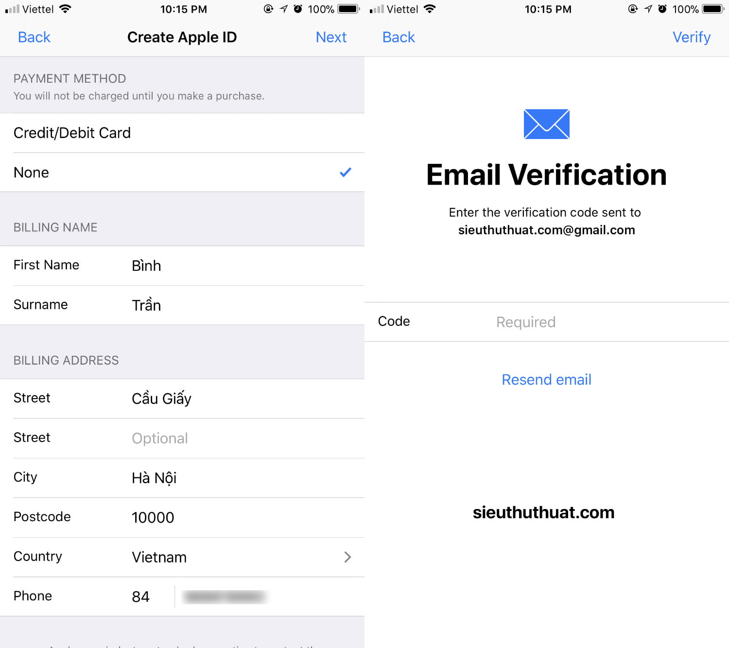 huong dan tao tai khoan apple id tren ios 11 2
