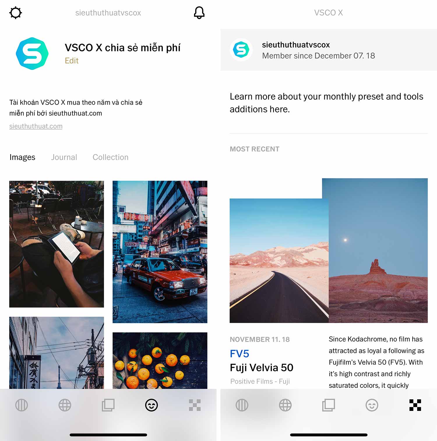 Tài khoản VSCO Full màu