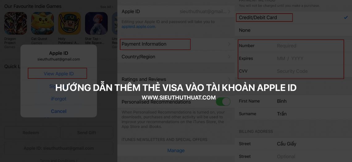 Hướng dẫn thêm thẻ Visa vào tài khoản Apple ID