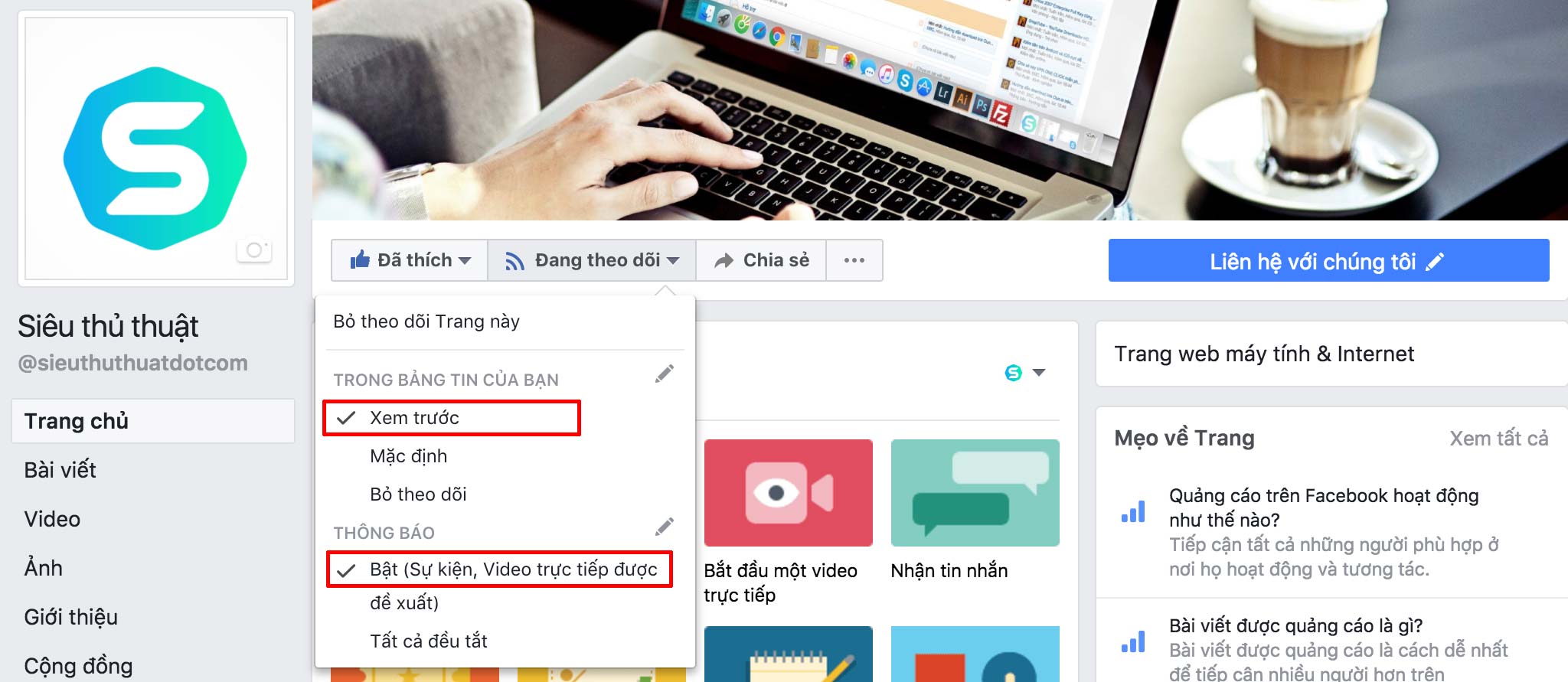 Đăng ký nhận thông báo qua Facebook