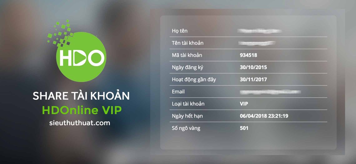 Tài khoản HDonline Vip gia hạn thường xuyên (Update tháng 2/2018)