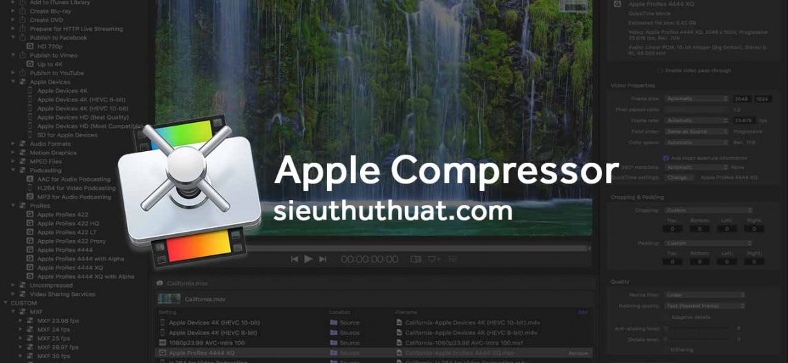 Apple Compressor 4.4.1 cho Final Cut Pro – Nén và chuyển mã Video