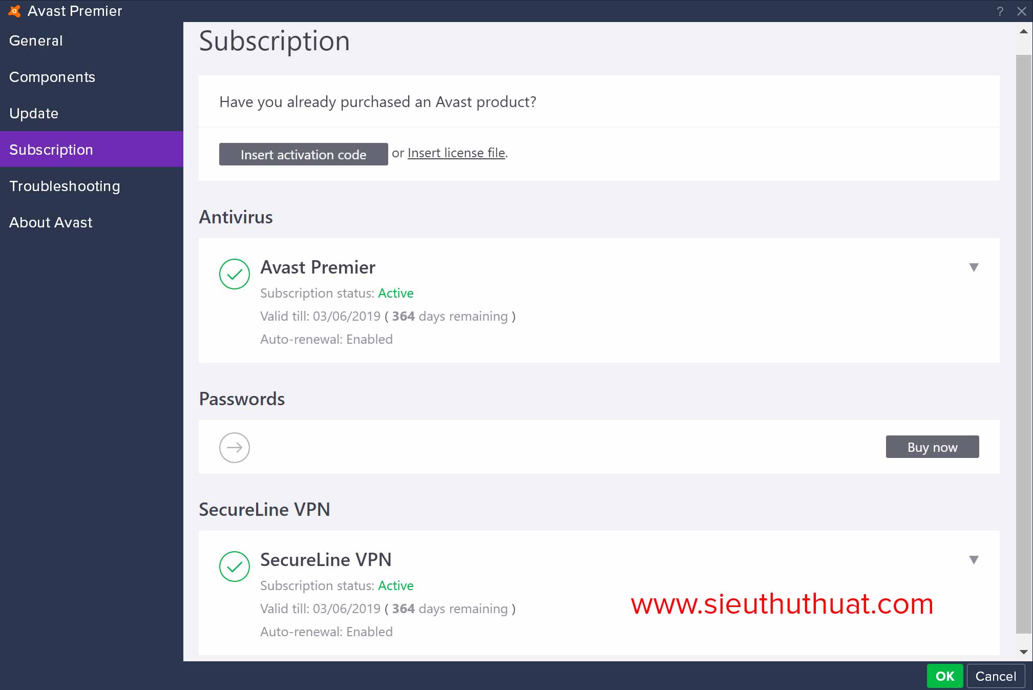Đăng ký key Avast Premier bản quyền