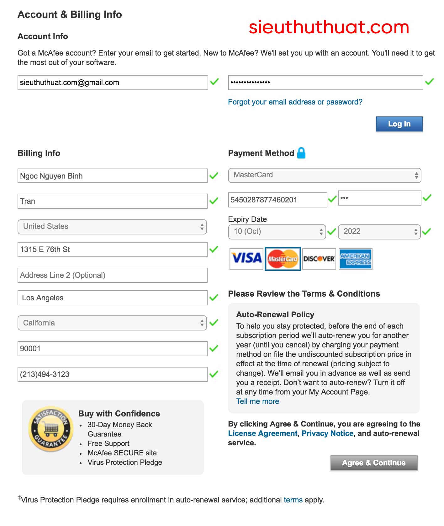 dang ky MacAfee ban quyen 1 nam 1