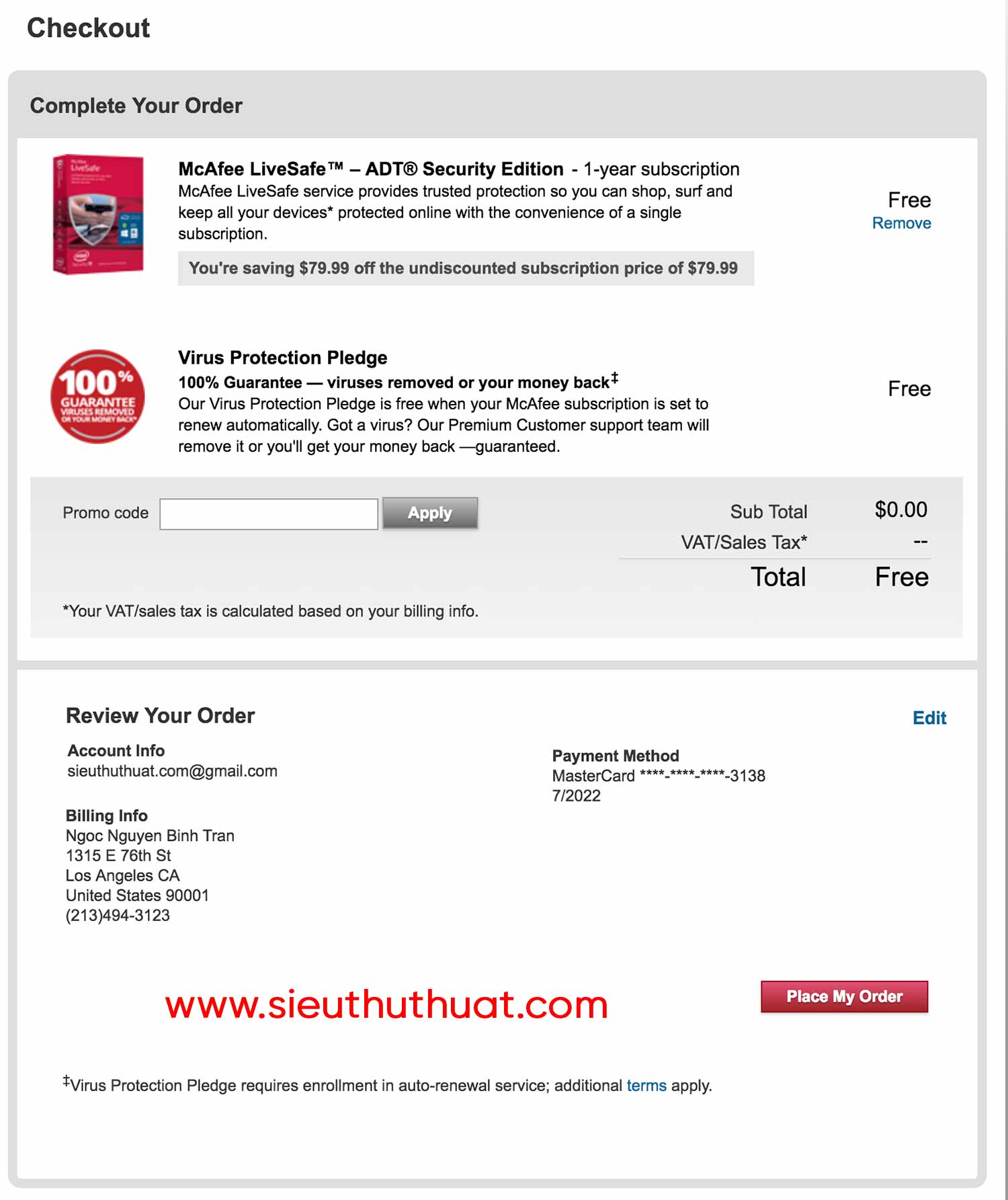 dang ky MacAfee ban quyen 1 nam 2