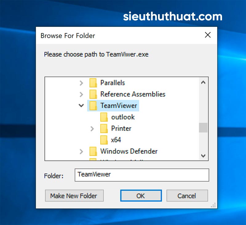 Tìm đến folder cài đặt Teamview