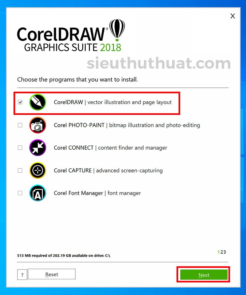 tích vào CorelDRAW